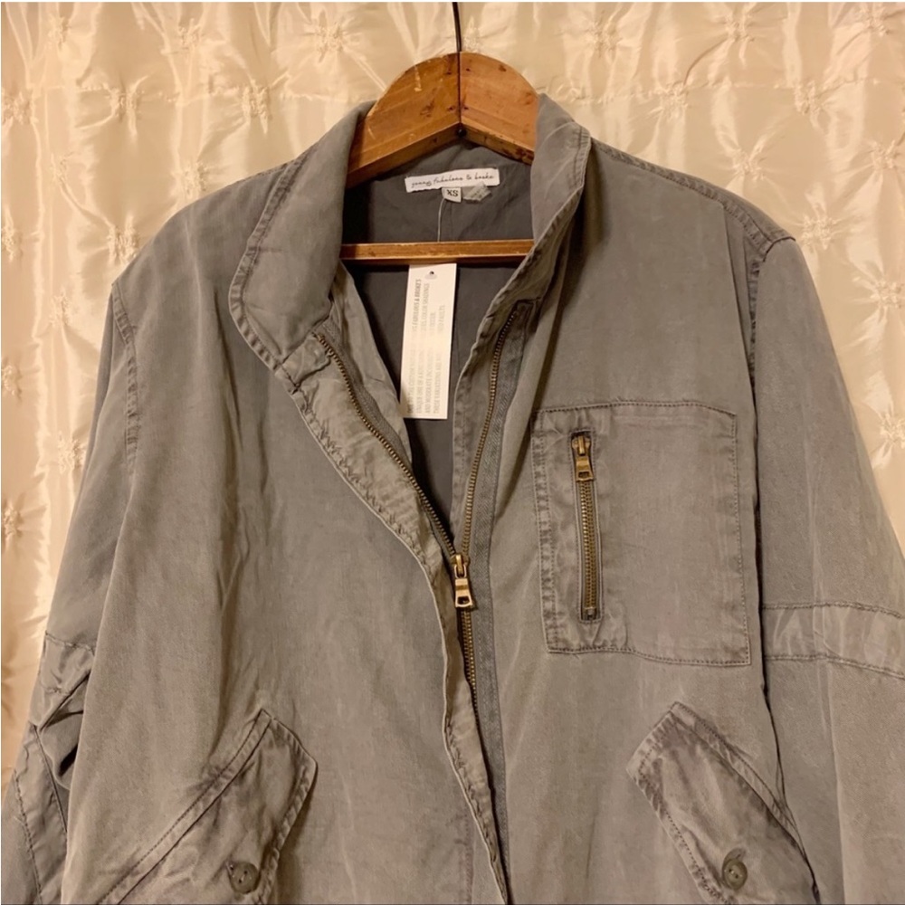 Young Fabulous & Broke Clara Jacket Black Sand Tencel Bomber Utility YFB - Picture 4 of 15